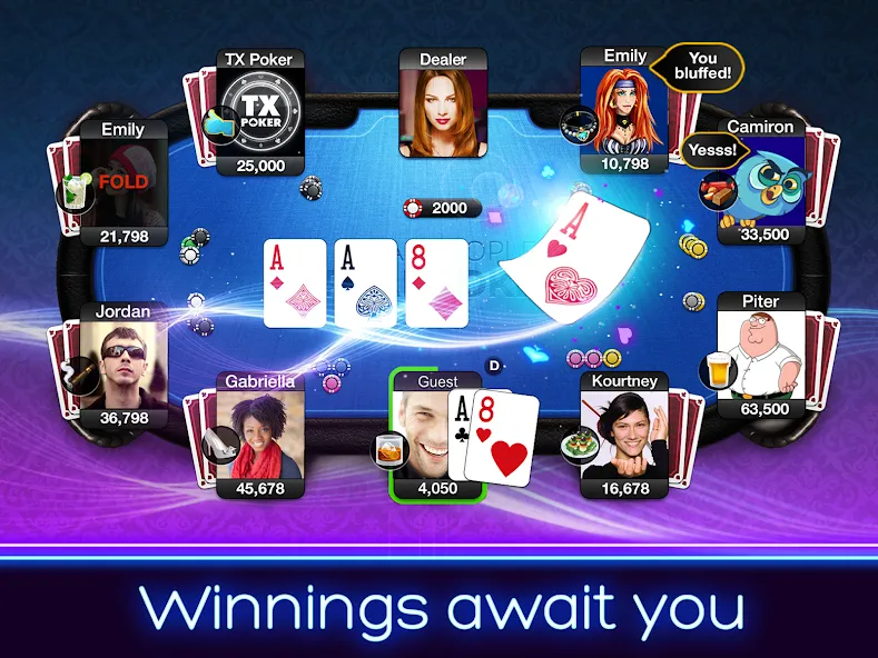 TX Poker - Texas Holdem Poker  [МОД Много денег] Screenshot 2