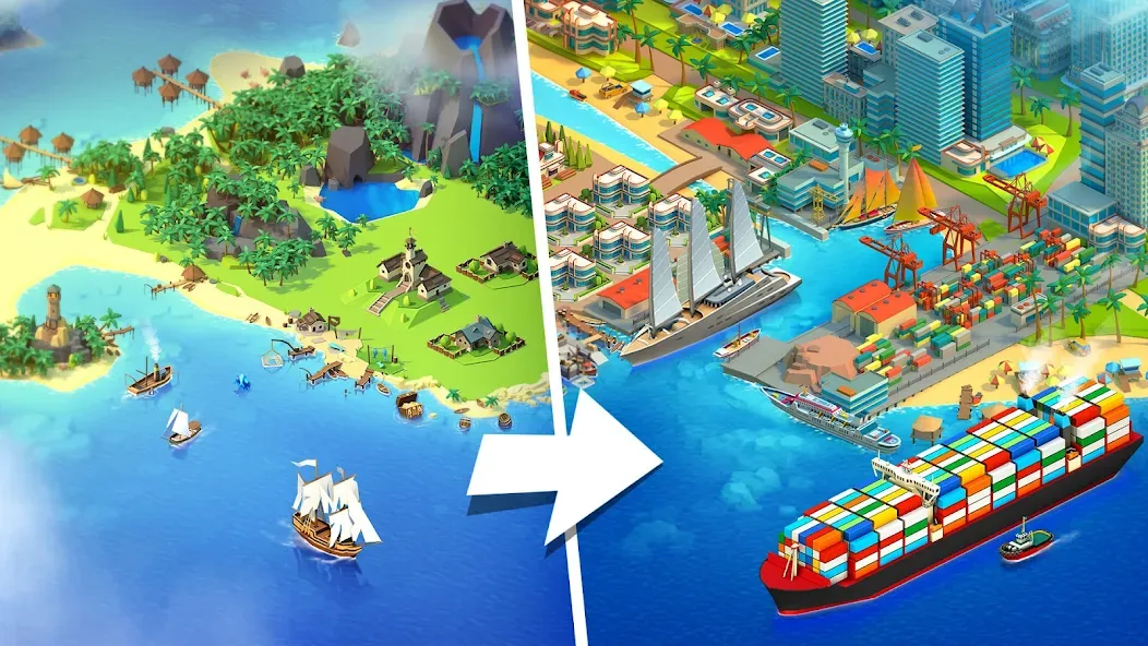 Sea Port: Cargo Boat Tycoon (Си Порт)  [МОД Много денег] Screenshot 1