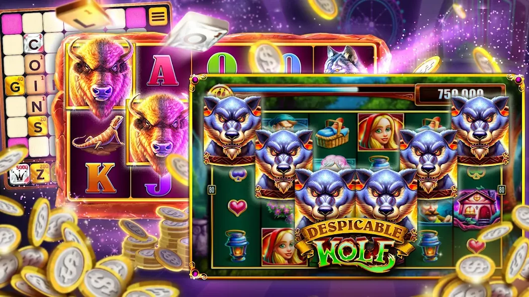 Vegas Downtown Slots & Words  [МОД Много денег] Screenshot 1