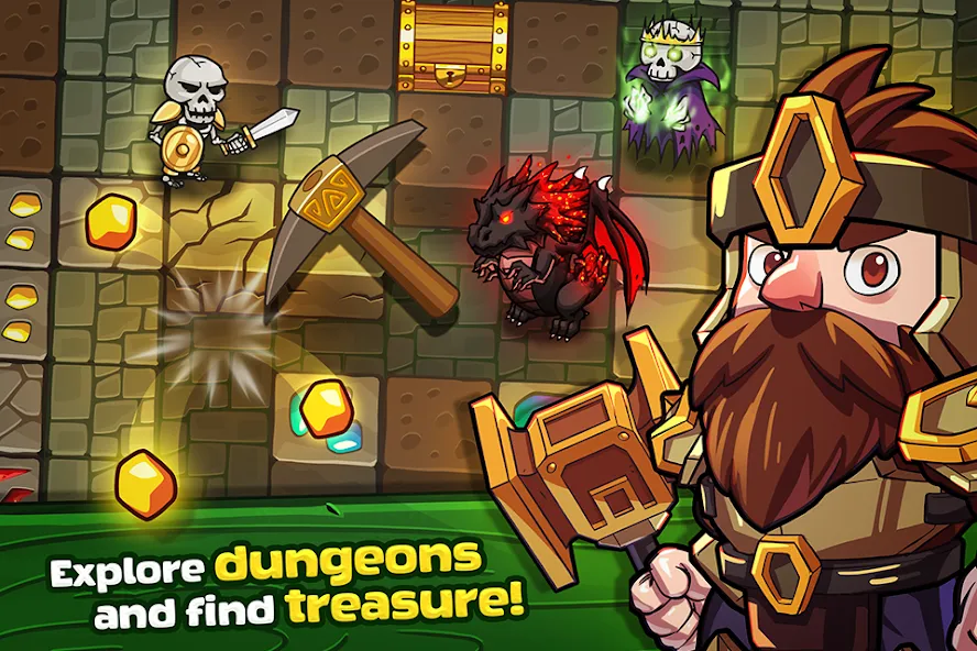 Mine Quest: Battle Dungeon RPG (Майн Квест)  [МОД Бесконечные деньги] Screenshot 1