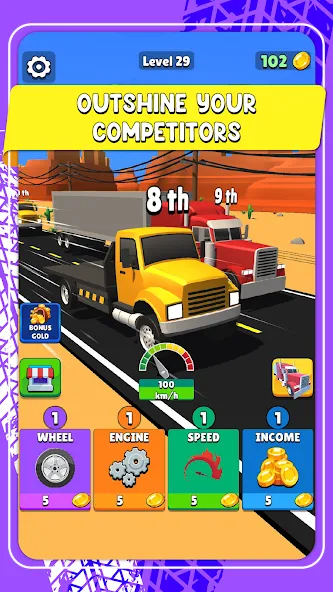 Idle Truck Racing : Cybertruck (Айдл Трак Рейсинг)  [МОД Много монет] Screenshot 5