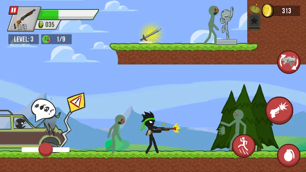 Stick vs Zombies (Стикмен против Зомби)  [МОД Много денег] Screenshot 1