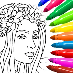 Скачать взломанную Coloring for girls and women  [МОД Много денег] - стабильная версия apk на Андроид