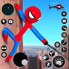 Скачать взлом Flying Stickman Rope Hero Game  [МОД Бесконечные деньги] - полная версия apk на Андроид