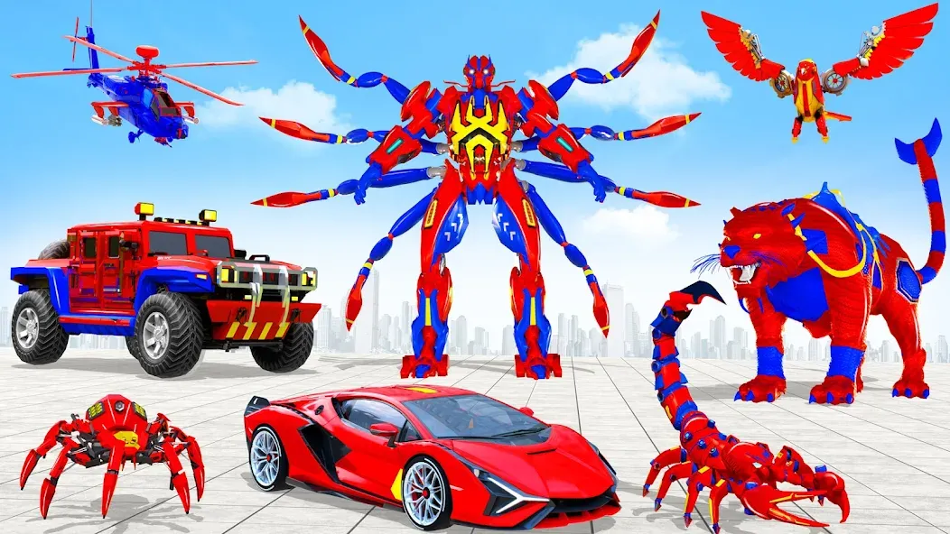 Spider Robot: Robot Car Games (Спайдер Робот)  [МОД Много монет] Screenshot 5