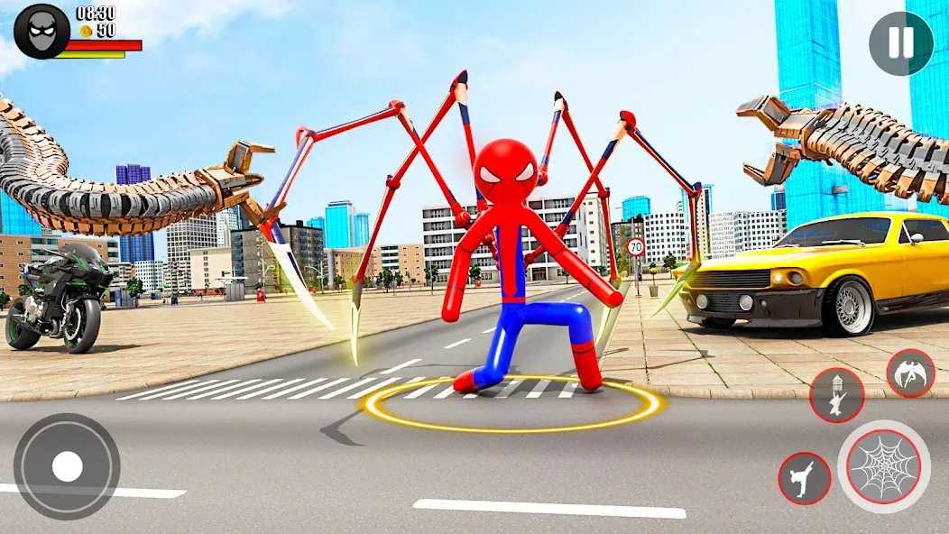 Spider Game-Stickman Rope Hero  [МОД Бесконечные монеты] Screenshot 2