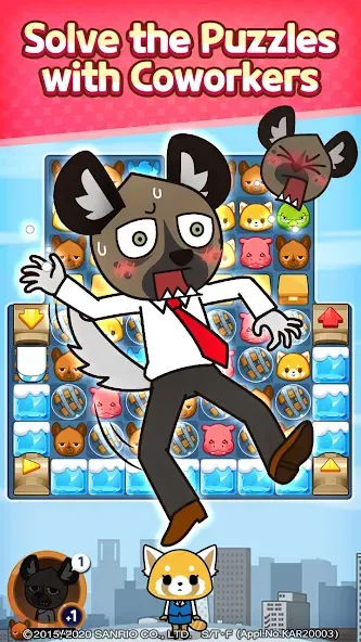 Aggretsuko : Match 3 Puzzle (Аггретсуко)  [МОД Бесконечные деньги] Screenshot 2