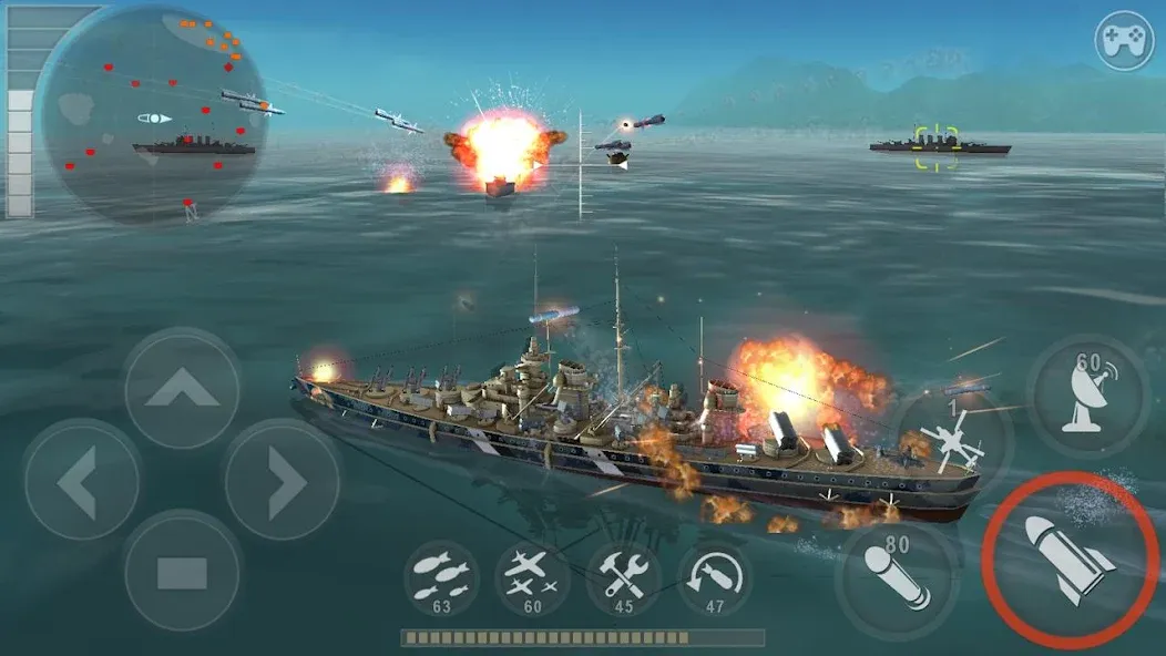 WARSHIP BATTLE:3D World War II  [МОД Много монет] Screenshot 1