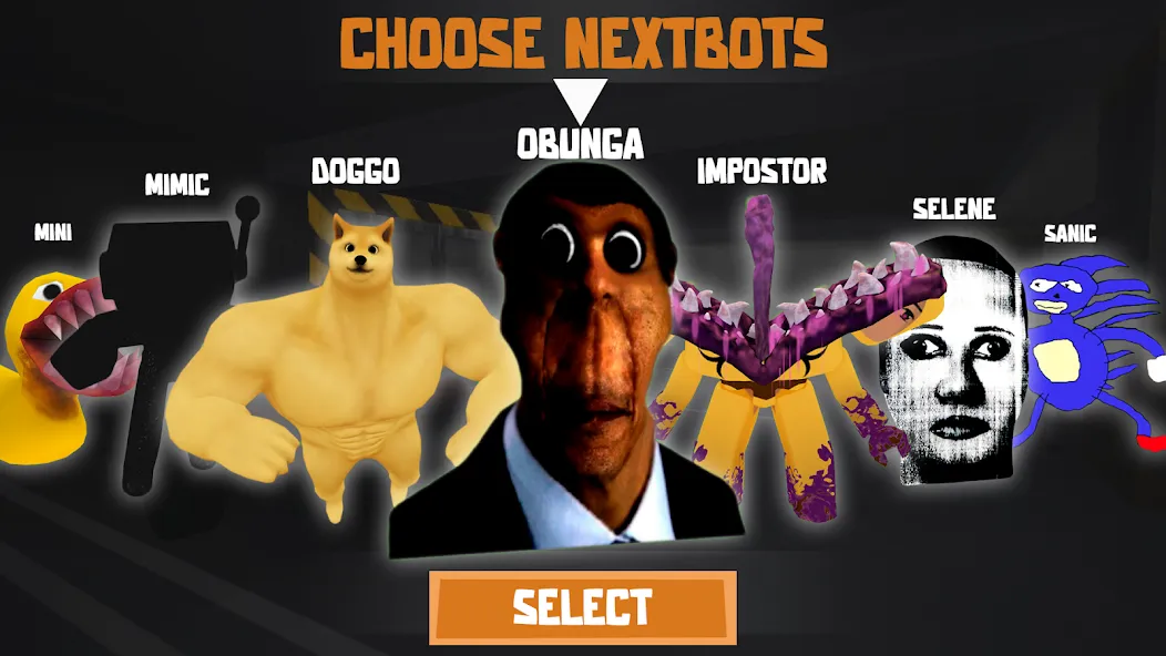 Nextbots: Obunga Chase Rooms (Некстботс)  [МОД Menu] Screenshot 1