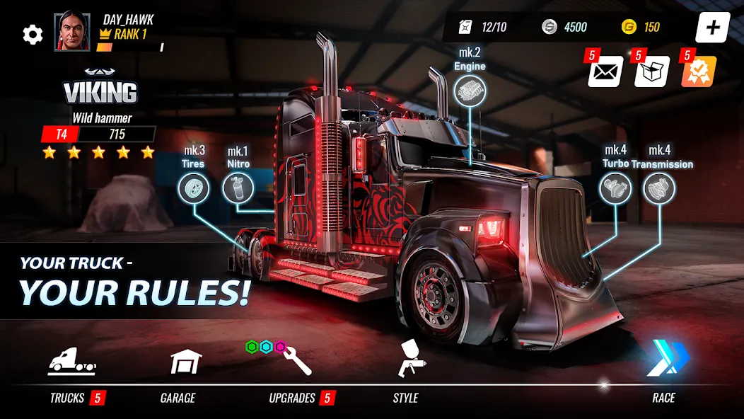 Big Rig Racing: Drag racing (Биг Риг Рейсинг)  [МОД Много монет] Screenshot 1