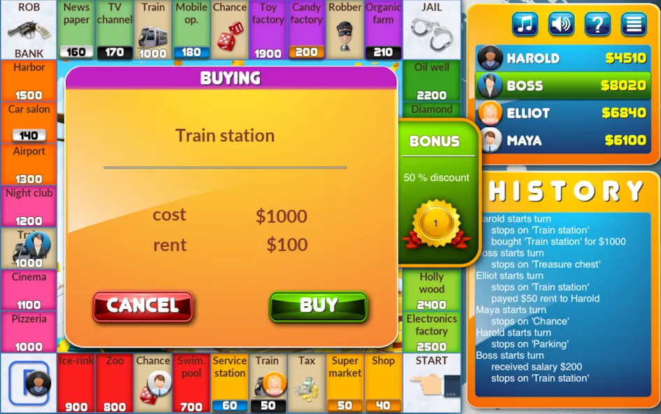 CrazyPoly - Business Dice Game (КрейзиПоли)  [МОД Бесконечные деньги] Screenshot 2