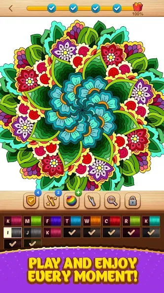 Cross Stitch Coloring Mandala (Кроссстиль раскрашивание мандала)  [МОД Меню] Screenshot 5