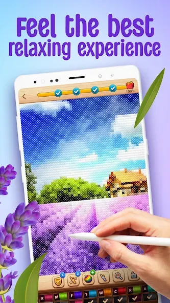 Cross-Stitch: Coloring Book (Кросс)  [МОД Много монет] Screenshot 1