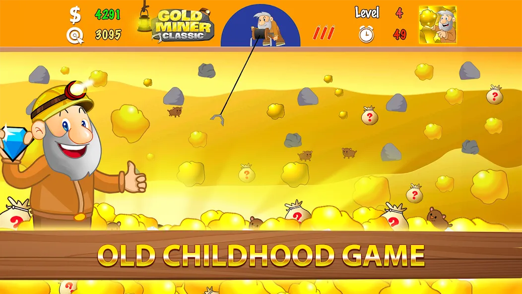 Gold Miner Classic: Gold Rush (Голд Майнер Классик)  [МОД Много денег] Screenshot 1