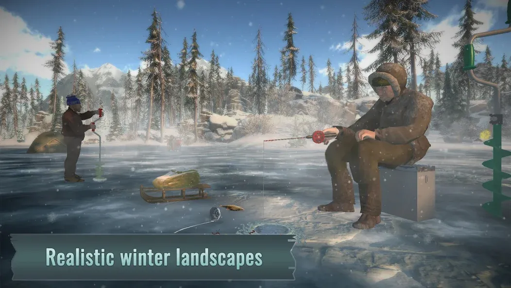 Ice fishing game. Catch bass.  [МОД Меню] Screenshot 5