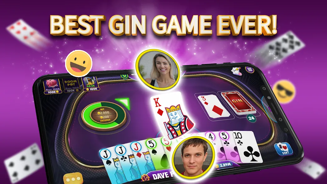 Gin Rummy Elite: Online Game (Джин Рамми)  [МОД Много денег] Screenshot 1