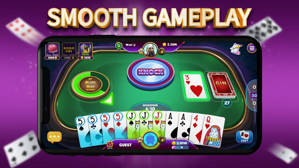 Gin Rummy Elite: Online Game (Джин Рамми)  [МОД Много денег] Screenshot 2