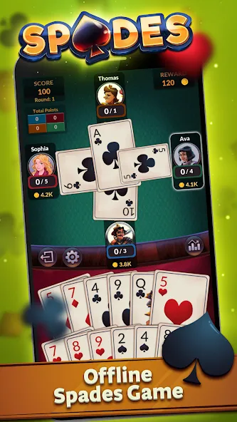 Spades - Offline Card Games (Спейдс)  [МОД Unlocked] Screenshot 1