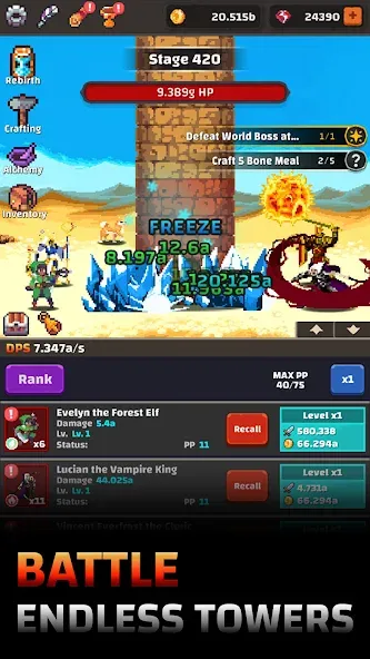 Tower Quest: Pixel Idle RPG (тауэр квест)  [МОД Много денег] Screenshot 1