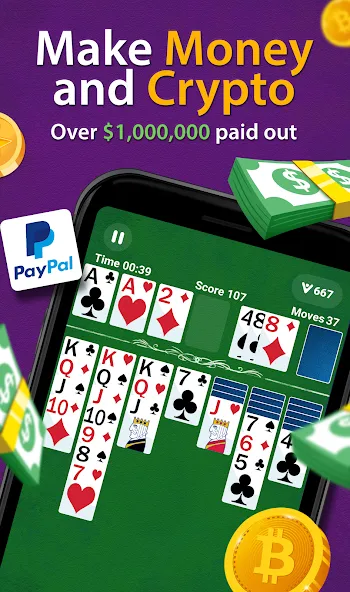 Solitaire - Make Money  [МОД Все открыто] Screenshot 1