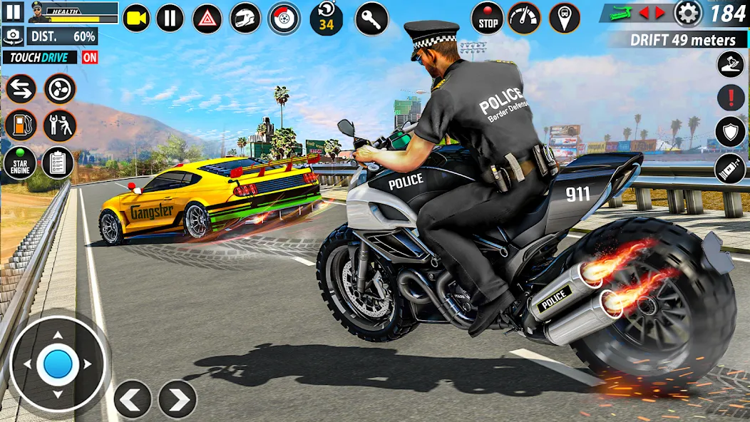 Police Moto Bike Chase Crime (Полицейская мотоциклетная погоня за преступником)  [МОД Все открыто] Screenshot 5