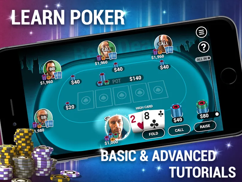 Learn How To Play Texas Poker  [МОД Много монет] Screenshot 5