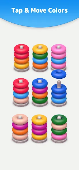 Color Sort 3D — Hoop Stack  [МОД Меню] Screenshot 3