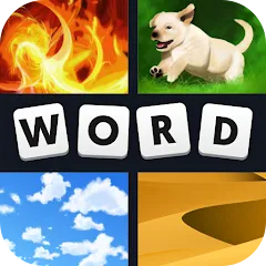 Скачать взломанную 4 Pics 1 Word (Картинки 1 Слово)  [МОД Много монет] - полная версия apk на Андроид